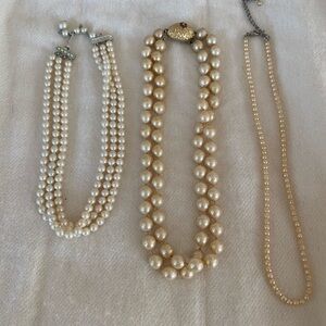 3 Strands of Faux/Costume Pearl Necklaces